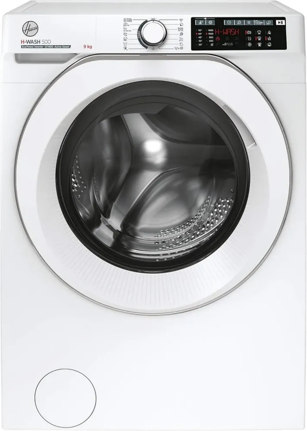 Hoover Lavatrice Smart 9 Kg H-WASH 500, 1400 Giri, Wi-Fi e Bluetooth, Carica Frontale, Vapore, Motore Inverter, Bianco, Classe Energetica A