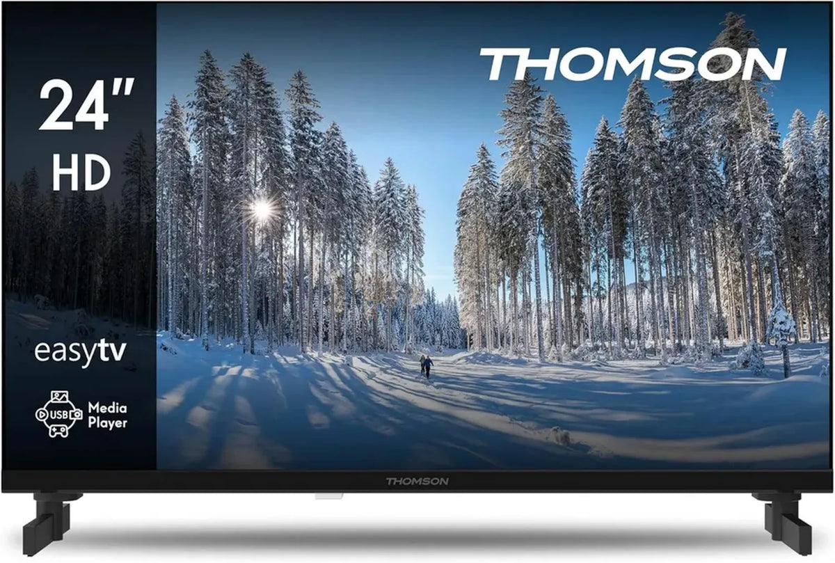 Televisore LED Thomson 24 Pollici HD, Triplo Tuner, Audio Dolby, Modalità Hotel, 3 HDMI