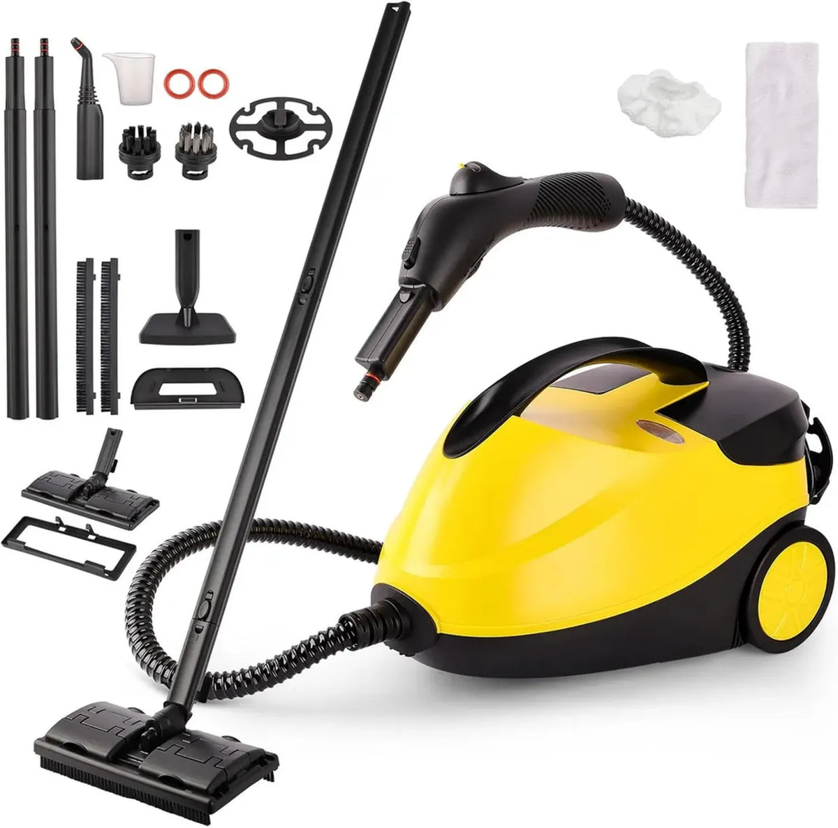 Pulitore a Vapore 2000W con Serbatoio da 1600ml e 16 Accessori, Pressione 4 Bar, Cavo 2.7m, Ideale per Pavimenti e Mobili