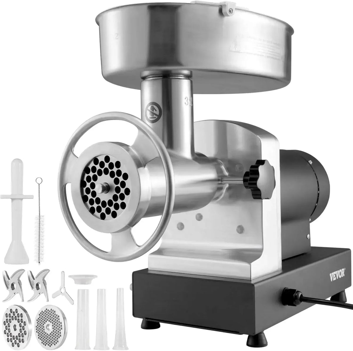 Tritacarne Elettrico 1100W Acciaio Inox, Capacità 450kg/H, per Uso Commerciale