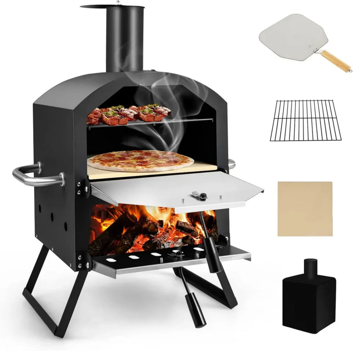 Forno a Legna Portatile per Pizza con Accessori Completi