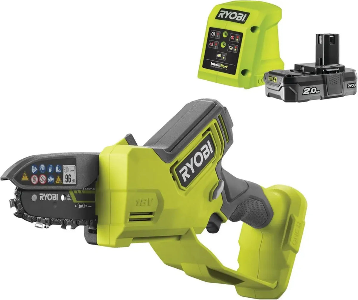 Elettrosega Compatta e Leggera Ryobi 18V con Batteria 2.0Ah e Barra da 10 cm