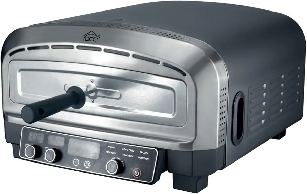 Forno per Pizza XXL Professionale, Pronto in 2 Minuti, Temperatura Fino a 400°C, Pietra Refrattaria Rimovibile 37x37 cm, 2200W, Capacità 20LT con Pala in Alluminio