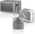 Set Colazione Retrò Swan: Bollitore 1,8L, Tostapane 2 Fette, Microonde 20L, Design Vintage Grigio