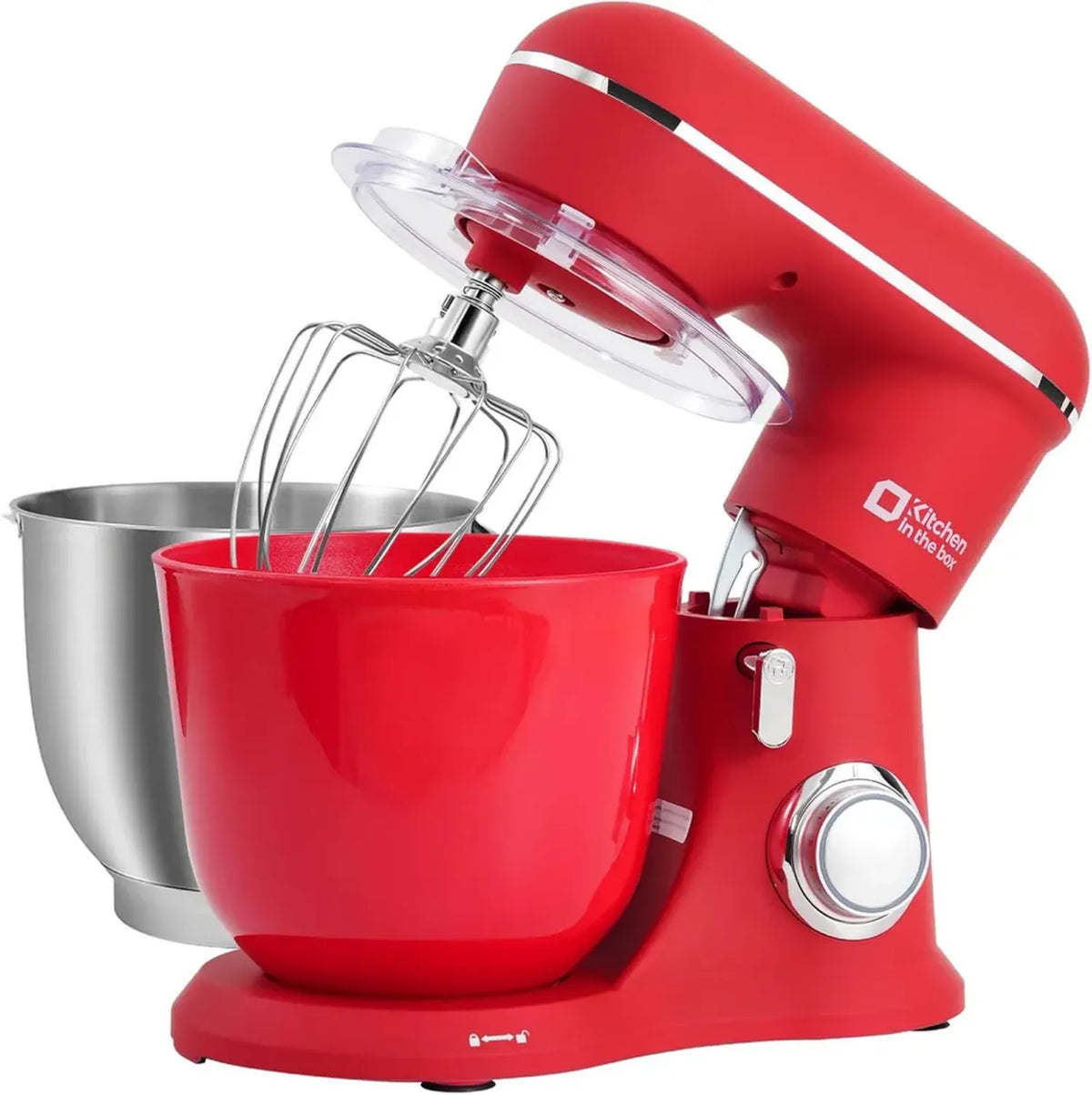 Impastatrice Planetaria Multiuso, 2 Ciotole 4,5L e 5L, 10 Velocità con Ganci e Frusta, 1300W (Rosso)