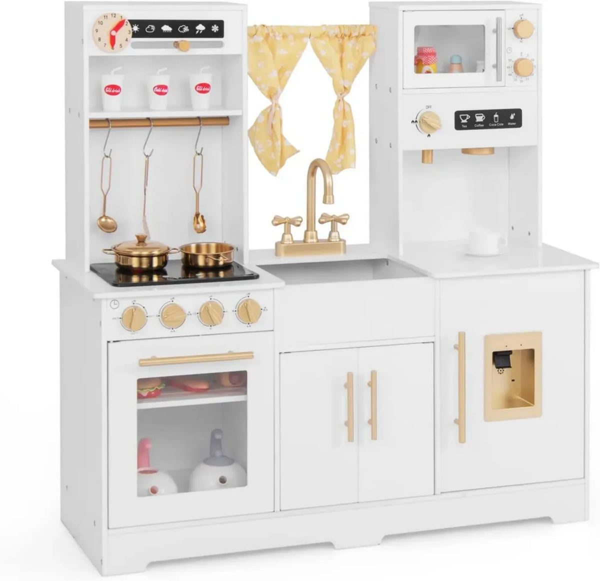 Cucina Giocattolo in Legno per Bambini con Effetti Sonori e Luminosi, Forno, Microonde e Accessori Realistici