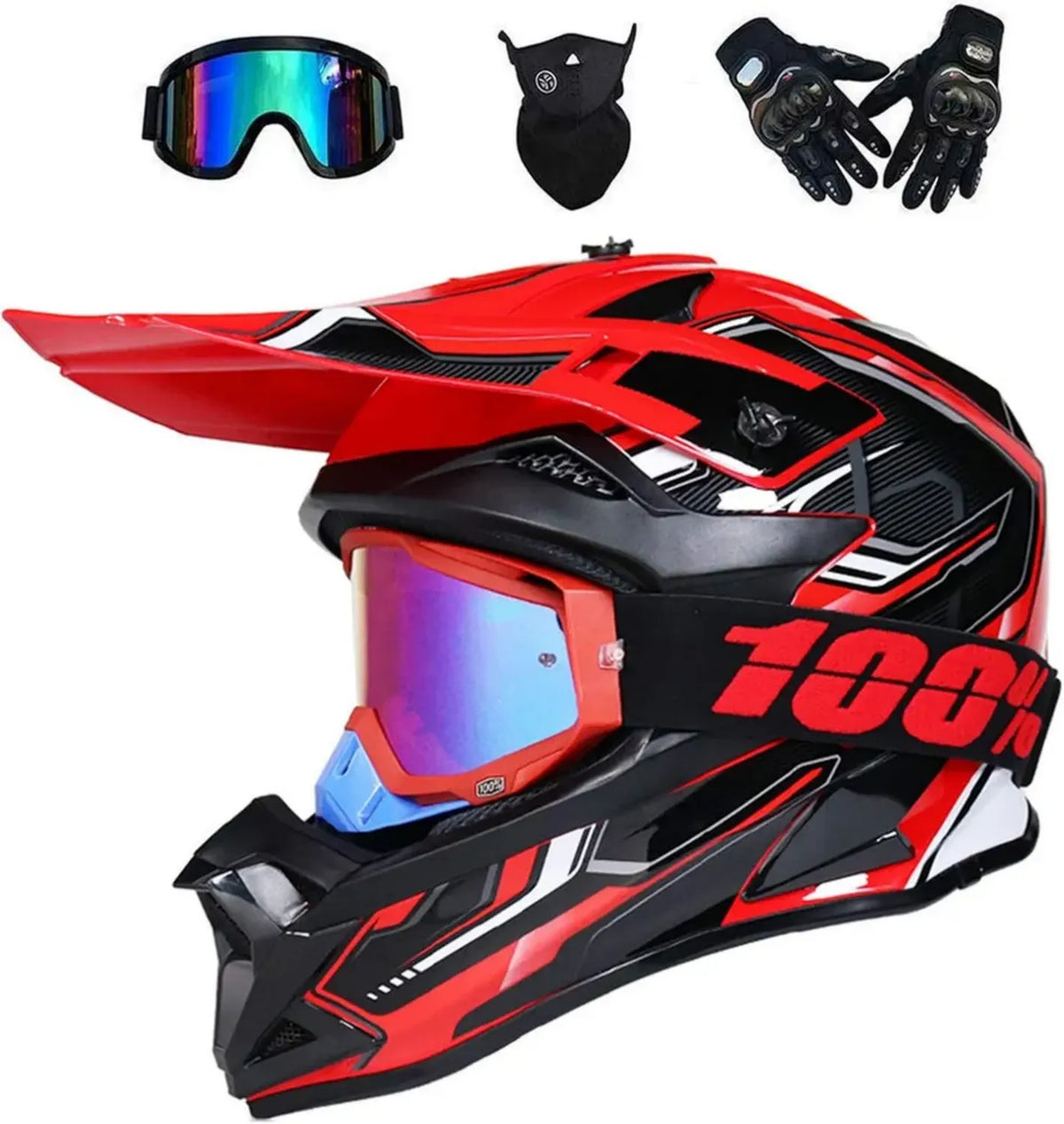 Casco Integrale da Motocross Unisex con Accessori per Adulti