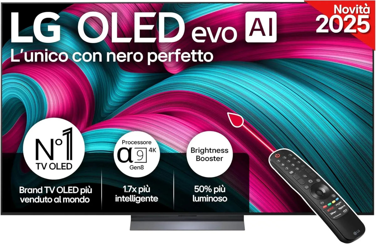 LG OLED 77C5 Evo, Smart TV 4K UHD con Dolby Vision e Atmos, webOS AI, Gaming VRR e G-SYNC 144Hz, 77 Pollici