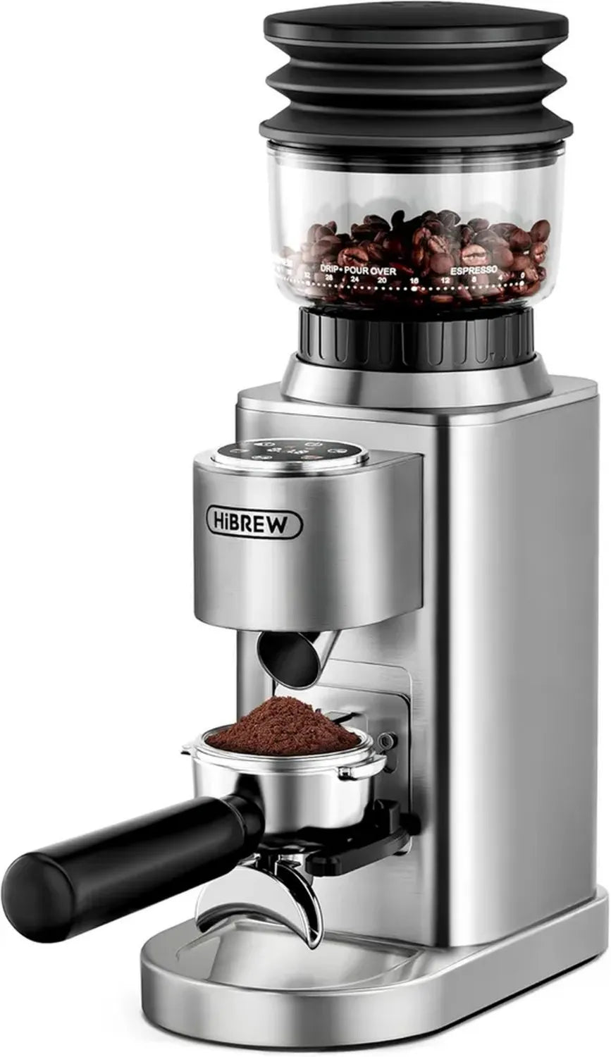 HiBREW G7 Macinacaffè Elettrico, 48 Impostazioni di Macinatura Precisa per Espresso, Versare, Caffettiera Francese, Ampio Contenitore per Chicchi, Controllo delle Porzioni e Anti-Statico