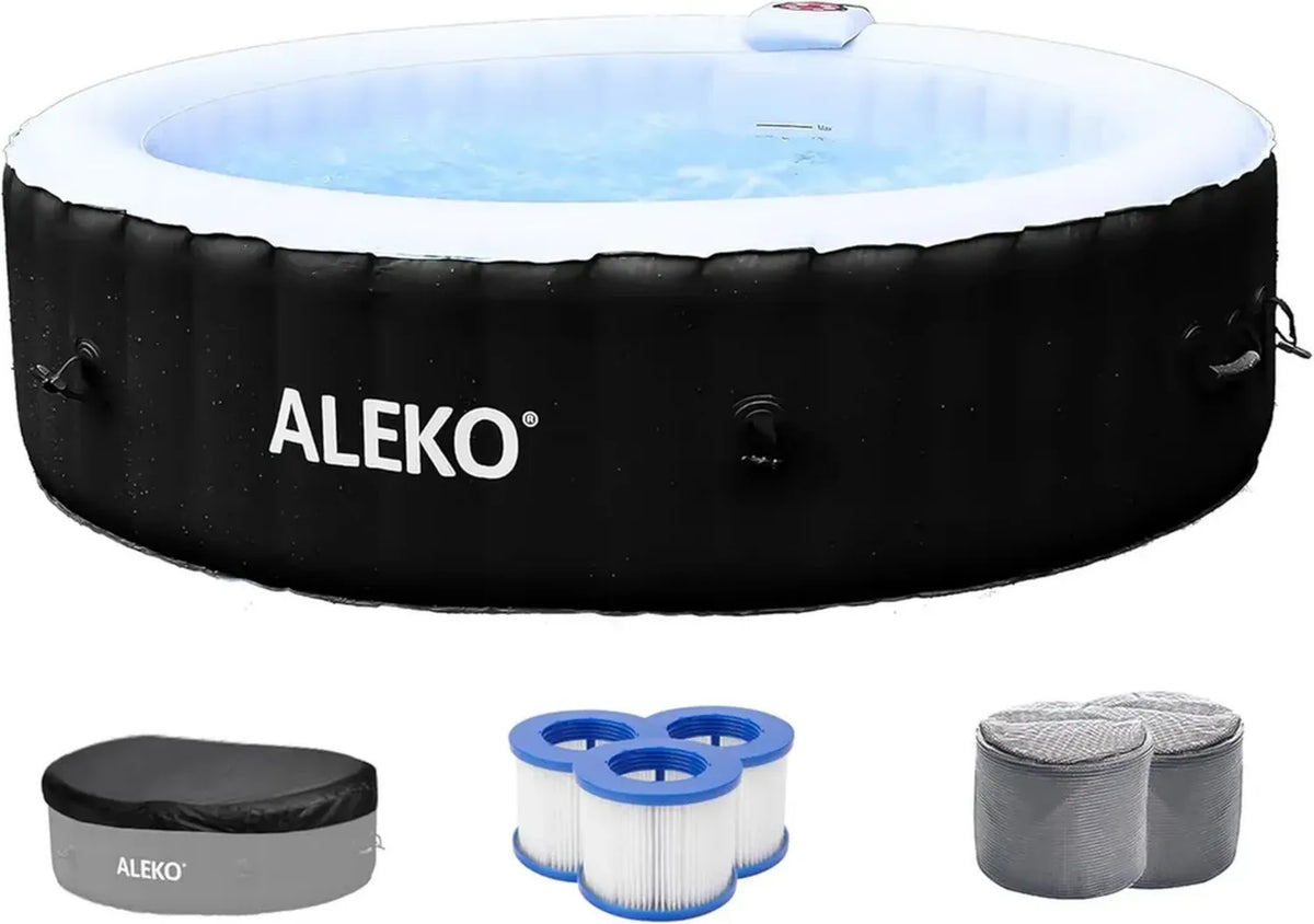 Vasca Idromassaggio Gonfiabile ALEKO | Spa Portatile Potente 265 Galloni | Design Bianco e Nero