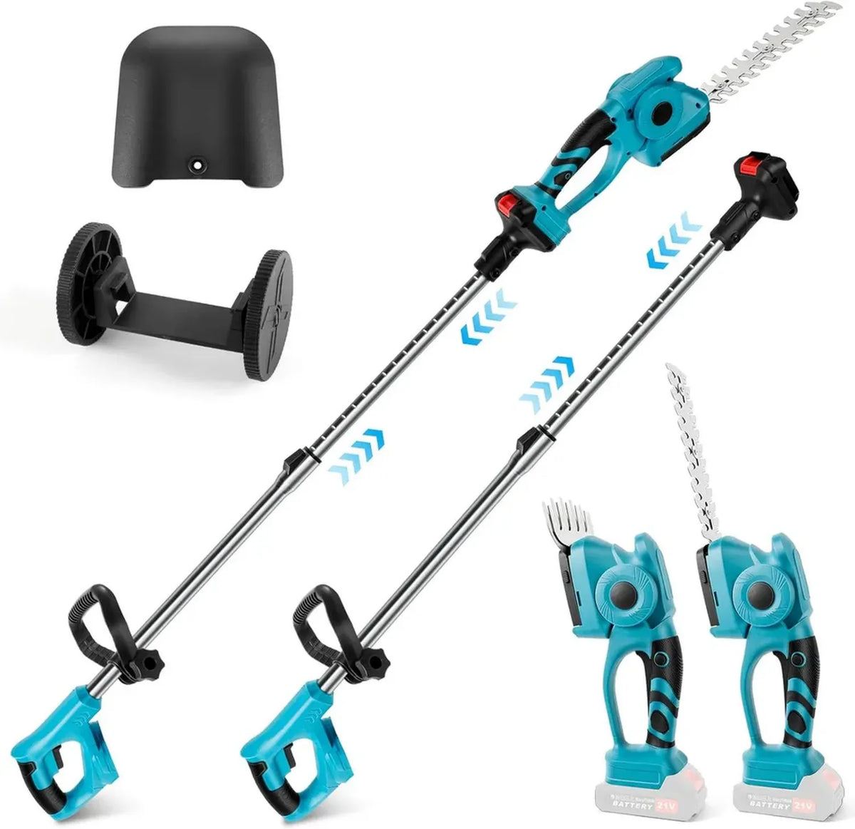 Set Tagliasiepi Telescopico 3 in 1 a Batteria per Giardino, Compatibile con Makita 18V, Lame Intercambiabili da 220 e 130 mm, Testa Regolabile a 90°, Solo Strumento