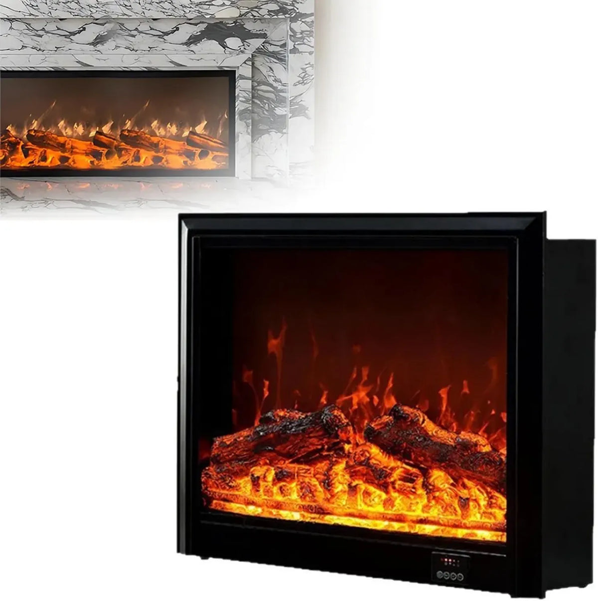 Inserto Camino Elettrico Smart per TV 70/80 cm, Effetto 3D Realistico, Riscaldamento a Due Livelli con Telecomando