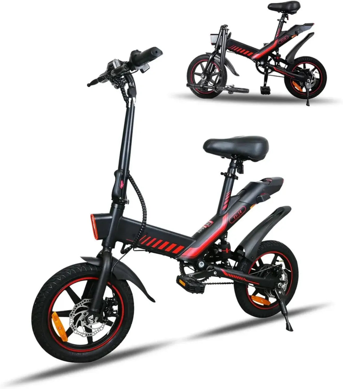 Bicicletta Elettrica Pieghevole 14'', Batteria 36V 6.0AH, Motore 250W, Autonomia 25-35 km, Freni a Disco, Velocità 25 km/h