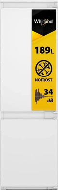 Frigorifero da Incasso Whirlpool con Congelatore, 3 Cassetti, 5 Ripiani in Vetro, Regolazione Automatica, Silenzioso, Classe Energetica D