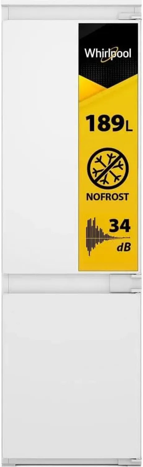 Frigorifero da Incasso Whirlpool con Congelatore, 3 Cassetti, 5 Ripiani in Vetro, Regolazione Automatica, Silenzioso, Classe Energetica D