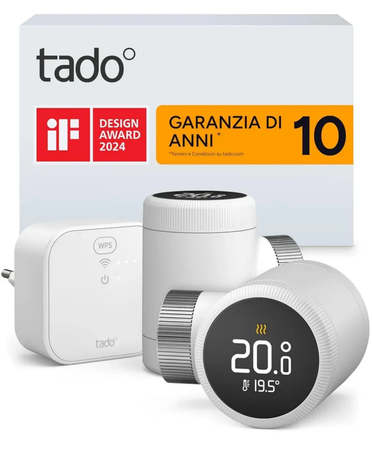 Termostato intelligente tado° con Bridge – Controllo riscaldamento via app e smart speaker, compatibile con Alexa, Siri, Google Assistant