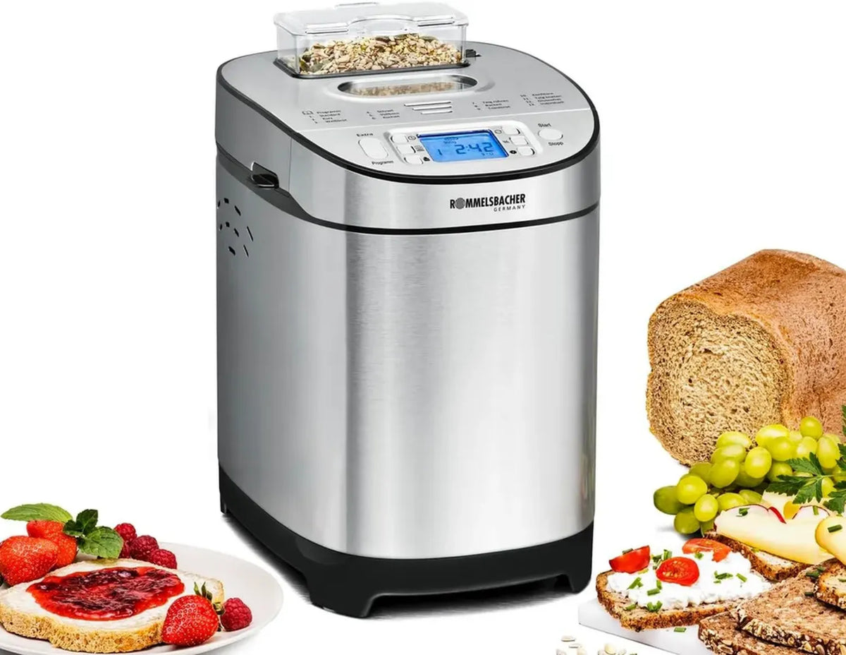 Macchina per Pane Rommelsbacher BA 550, Dispensatore Ingredienti, Acciaio Inossidabile Nero