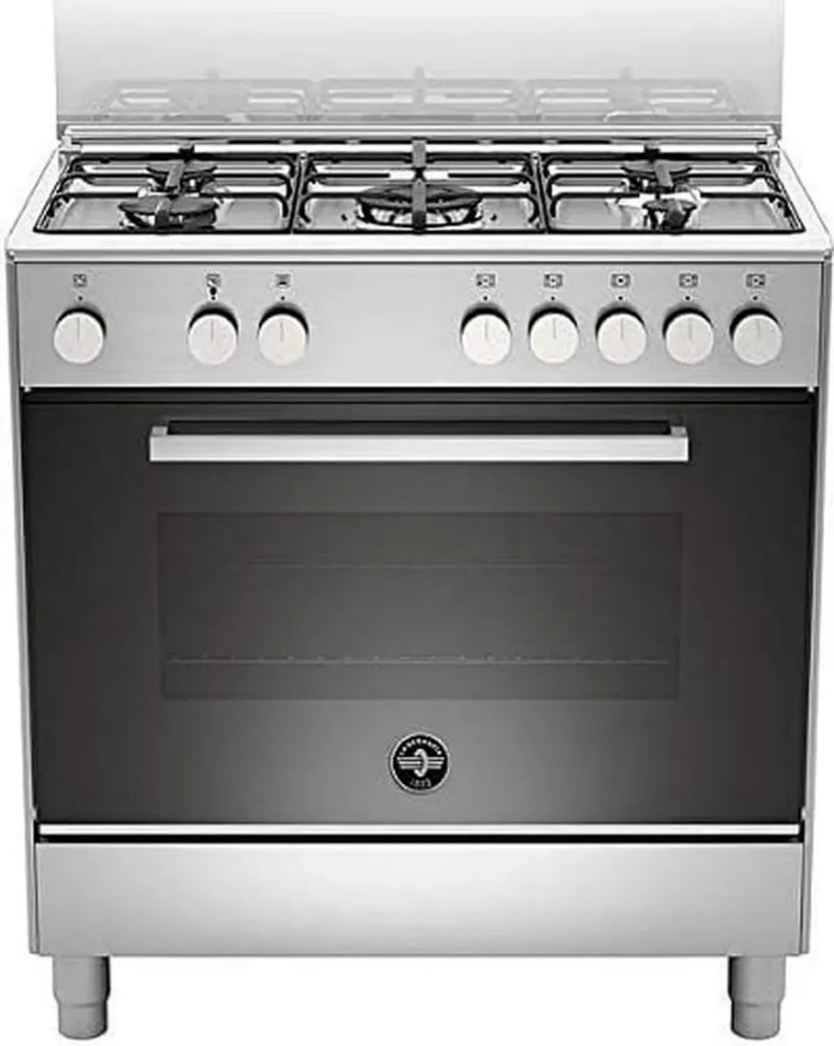 Piano cottura a gas e forno elettrico, 5 fuochi, 80x50 cm, acciaio inox, Serie Moderna