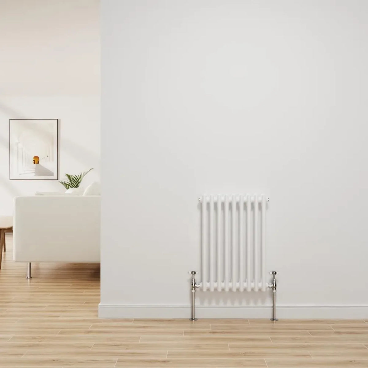 Radiatore a Colonna in Ghisa Bianco Lucido, 2 Colonne, 600x425 mm, Riscaldamento Centralizzato