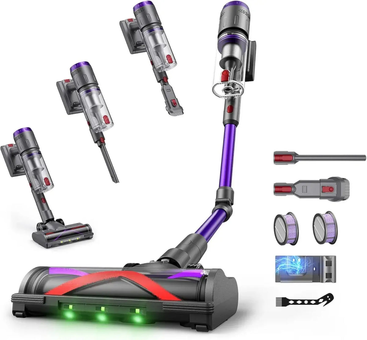 Aspirapolvere Senza Fili Circlio X 600W, 58000Pa, 75 Min, Touchscreen LED, Ideale per Tappeti e Peli Animali
