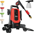 MZK Idropulitrice Elettrica 3,0 GPM con Ruote Rotanti e 4 Ugelli Intercambiabili per Auto