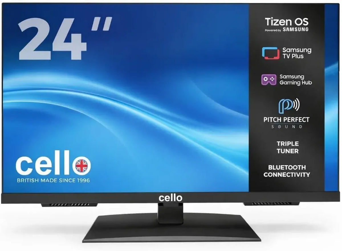 TV LED Smart 24' Cello C2426TZH, Tizen OS, Bluetooth, Gaming Hub, Altoparlanti Premium, Perfetto per Cucina e Camera da Letto