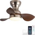 Ventilatore da Soffitto con Lampadario 56cm, Silenzioso DC Motore, 6 Velocità, Reversibile Estate/Inverno, Controllo Remoto, Argento e Legno Marrone