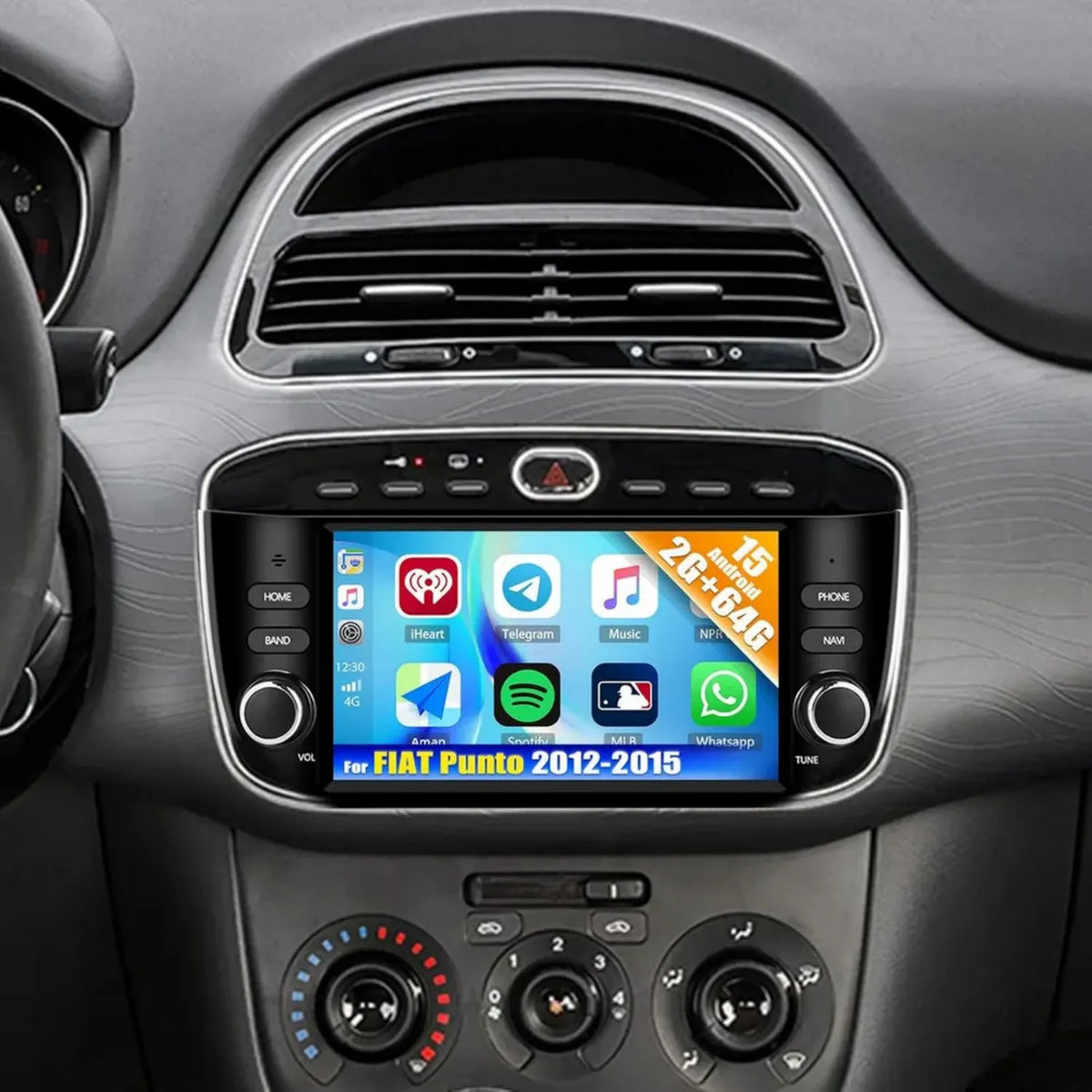 Autoradio Android 15 2+64G per Fiat Punto 2012-2015, Schermo 7'' con Carplay e Android Auto, Bluetooth e WiFi