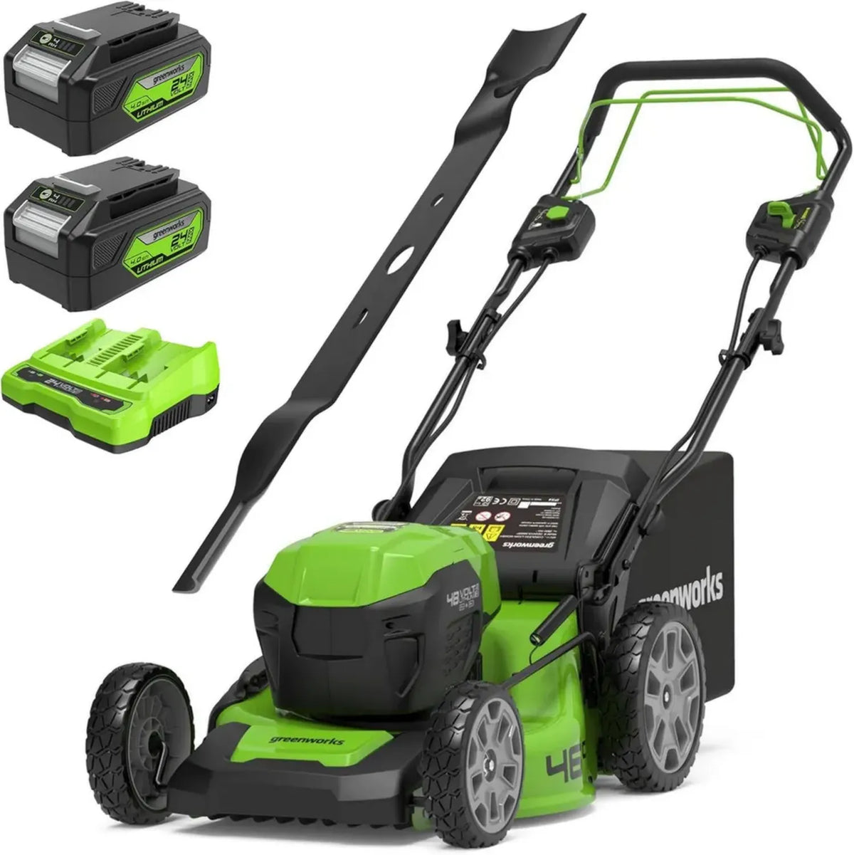 Tagliaerba a Batteria Greenworks 2x24V 46cm con Batterie e Caricatore Inclusi