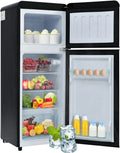Frigorifero Retrò Combinato, 92L, 28L Congelatore, 105,5x41 cm, Nero, Efficienza Energetica 116 Kwh/Anno